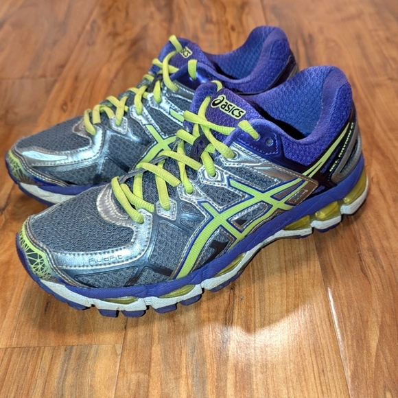 Asics Gel Kayano 21 Sneaker Running Shoe Women's 7 EU 38 Neon Yellow Purple GUC - Picture 1 of 8